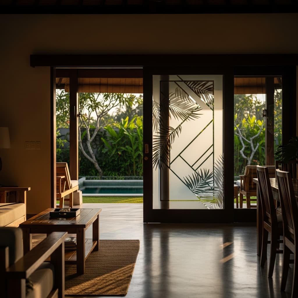 Motif Sandblast Kaca Bali