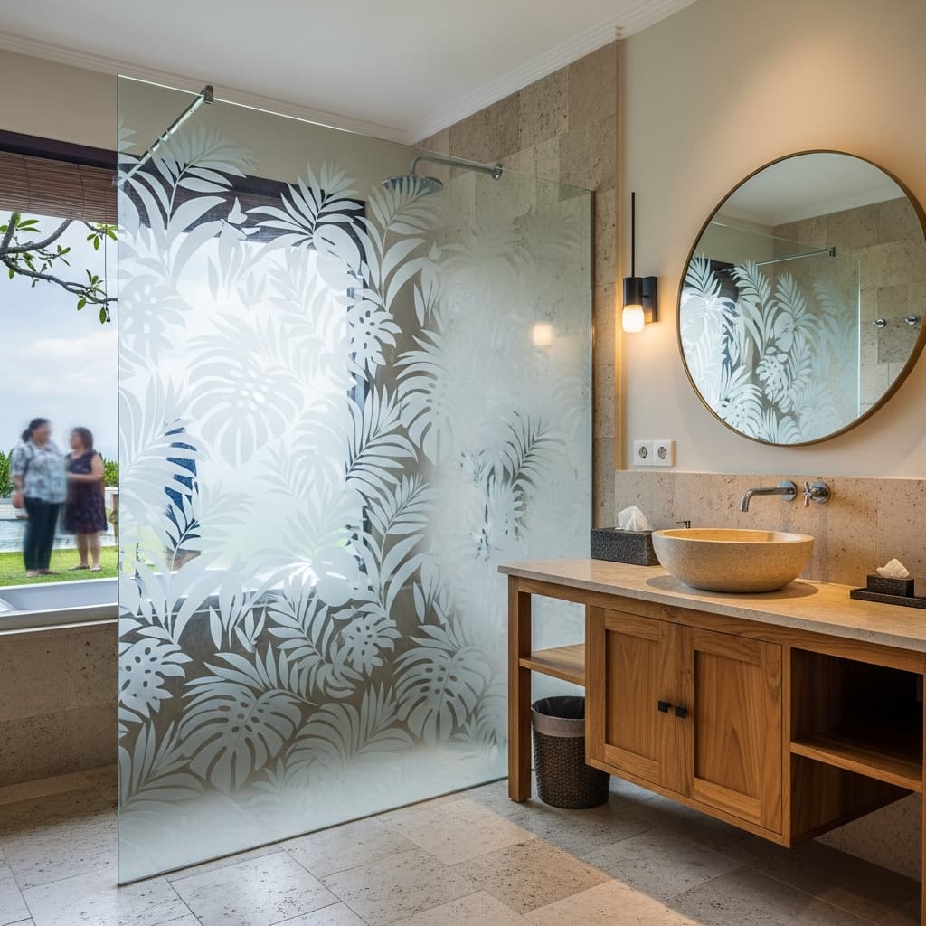 sandblast kaca kamar mandi